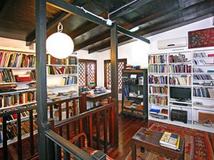 The former library at the old office of Nikos Stavroulakis.