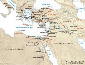 Main locations of Jewish Diaspora, 1st century CE