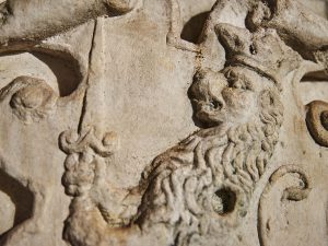 Detail of copy of Saltiel coat of arms at Etz Hayyim Synagogue.